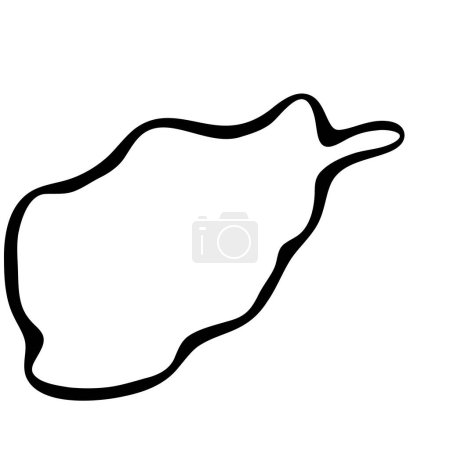Afghanistan country simplified map. Black ink smooth outline contour on white background. Simple vector icon