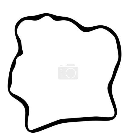 Ivory Coast country simplified map. Black ink smooth outline contour on white background. Simple vector icon