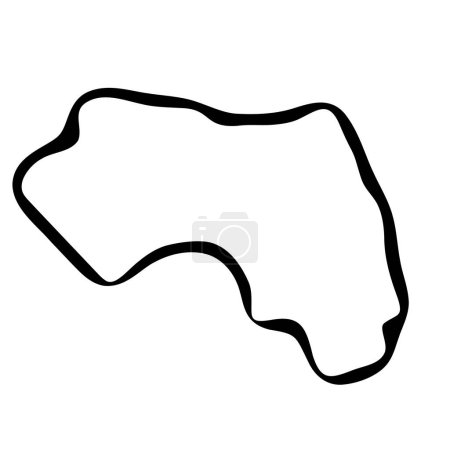 Guinea país mapa simplificado. Tinta negra contorno liso sobre fondo blanco. Icono de vector simple