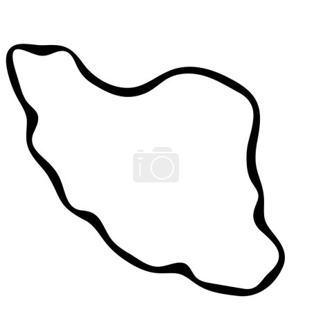 Iran country simplified map. Black ink smooth outline contour on white background. Simple vector icon