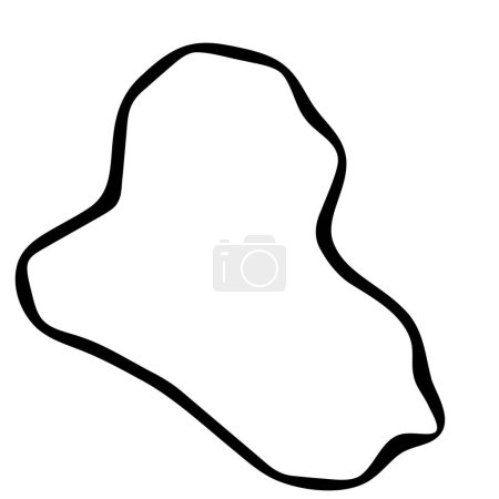 Iraq country simplified map. Black ink smooth outline contour on white background. Simple vector icon