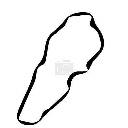 Libanon vereinfachte Landkarte. Schwarze Tinte glatte Kontur auf weißem Hintergrund. Einfaches Vektorsymbol