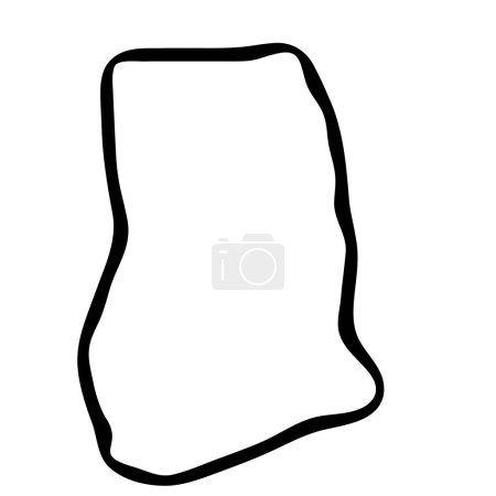 Ghana país mapa simplificado. Tinta negra contorno liso sobre fondo blanco. Icono de vector simple