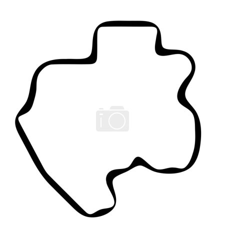 Gabon country simplified map. Black ink smooth outline contour on white background. Simple vector icon