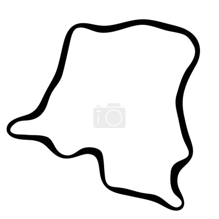 Democratic Republic of the Congo country simplified map. Black ink smooth outline contour on white background. Simple vector icon