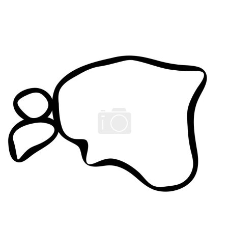 Estonia country simplified map. Black ink smooth outline contour on white background. Simple vector icon