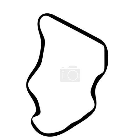 Chad country simplified map. Black ink smooth outline contour on white background. Simple vector icon