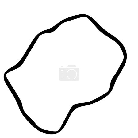 Lesotho country simplified map. Black ink smooth outline contour on white background. Simple vector icon
