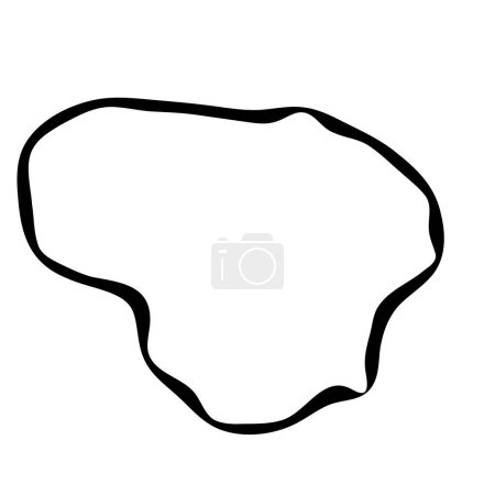 Lithuania country simplified map. Black ink smooth outline contour on white background. Simple vector icon