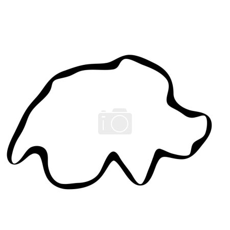 Switzerland country simplified map. Black ink smooth outline contour on white background. Simple vector icon