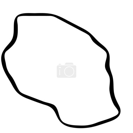 Tanzania country simplified map. Black ink smooth outline contour on white background. Simple vector icon