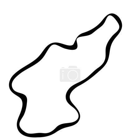 North Korea country simplified map. Black ink smooth outline contour on white background. Simple vector icon
