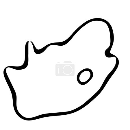 South Africa country simplified map. Black ink smooth outline contour on white background. Simple vector icon