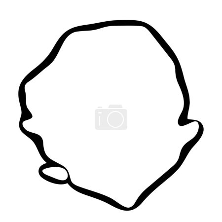 Sierra Leone country simplified map. Black ink smooth outline contour on white background. Simple vector icon