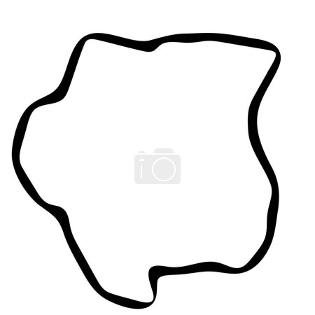 Suriname country simplified map. Black ink smooth outline contour on white background. Simple vector icon