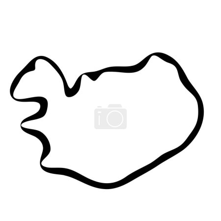 Iceland country simplified map. Black ink smooth outline contour on white background. Simple vector icon