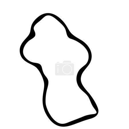 Guyana country simplified map. Black ink smooth outline contour on white background. Simple vector icon
