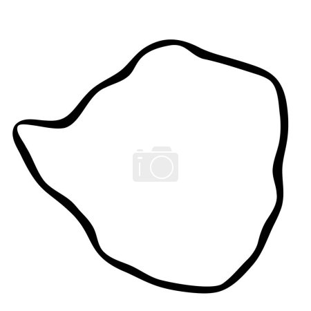 Zimbabwe country simplified map. Black ink smooth outline contour on white background. Simple vector icon