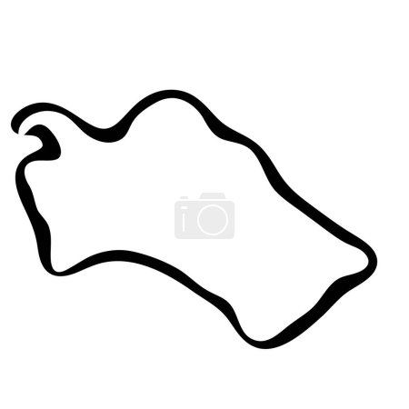 Turkmenistan country simplified map. Black ink smooth outline contour on white background. Simple vector icon