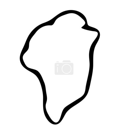 Groenlandia mapa simplificado. Tinta negra contorno liso sobre fondo blanco. Icono de vector simple