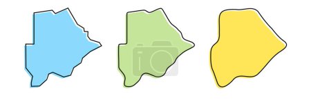 Botswana country contour noir et silhouettes de pays colorées en trois niveaux différents de douceur. Cartes simplifiées. Icônes vectorielles isolées sur fond blanc.