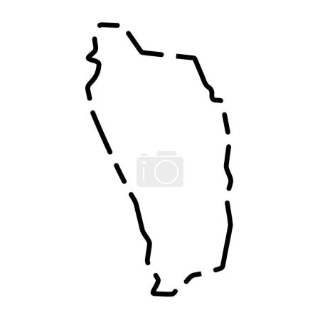 Dominica country simplified map. Black broken outline contour on white background. Simple vector icon