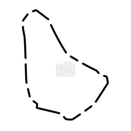 Barbados country simplified map. Black broken outline contour on white background. Simple vector icon