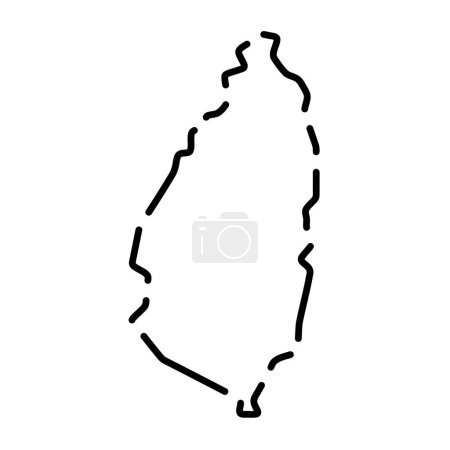 Land St. Lucia vereinfachte Karte. Schwarze Umrisskontur auf weißem Hintergrund. Einfaches Vektorsymbol