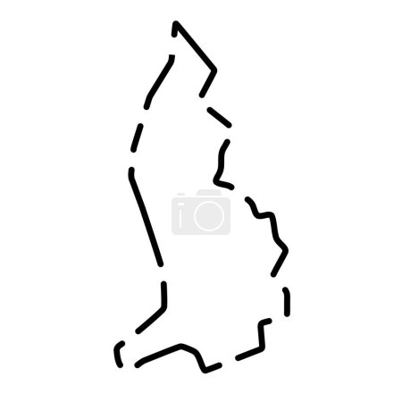 Liechtenstein country simplified map. Black broken outline contour on white background. Simple vector icon