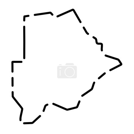 Botswana country simplified map. Black broken outline contour on white background. Simple vector icon