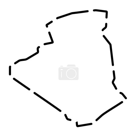 Argelia país mapa simplificado. Contorno de contorno negro roto sobre fondo blanco. Icono de vector simple