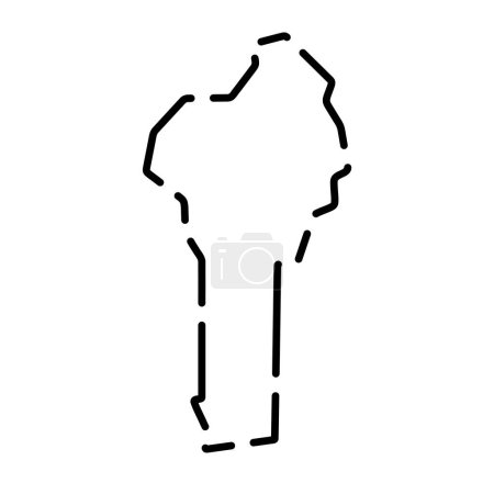 Benin country simplified map. Black broken outline contour on white background. Simple vector icon