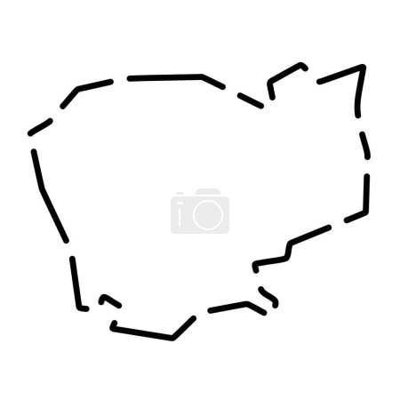 Cambodge carte simplifiée. contour de contour noir cassé sur fond blanc. Icône vectorielle simple