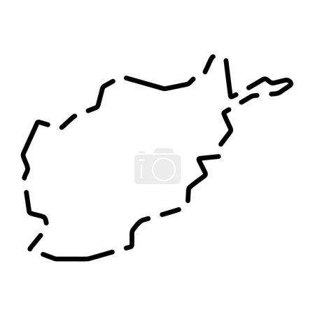 Afghanistan country simplified map. Black broken outline contour on white background. Simple vector icon