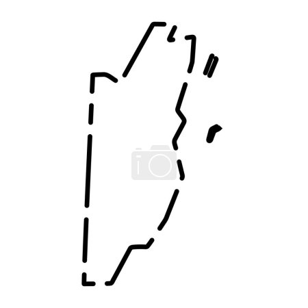 Belize country simplified map. Black broken outline contour on white background. Simple vector icon