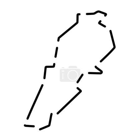 Libanon vereinfachte Landkarte. Schwarze Umrisskontur auf weißem Hintergrund. Einfaches Vektorsymbol