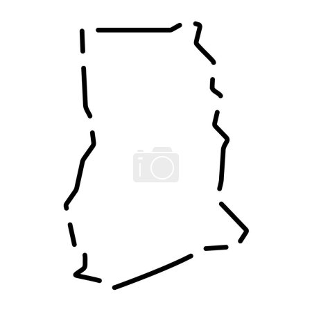 Ghana country simplified map. Black broken outline contour on white background. Simple vector icon