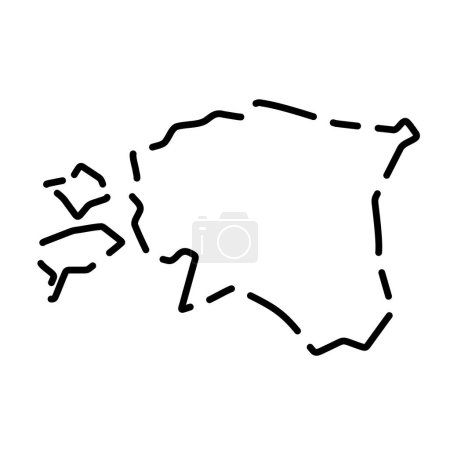 Estonia country simplified map. Black broken outline contour on white background. Simple vector icon