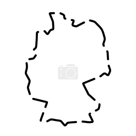 Germany country simplified map. Black broken outline contour on white background. Simple vector icon
