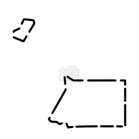 Guinea Ecuatorial país mapa simplificado. Contorno de contorno negro roto sobre fondo blanco. Icono de vector simple