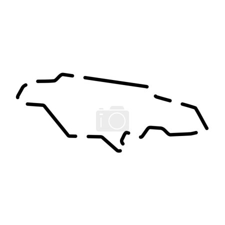 Jamaïque pays carte simplifiée. contour de contour noir cassé sur fond blanc. Icône vectorielle simple