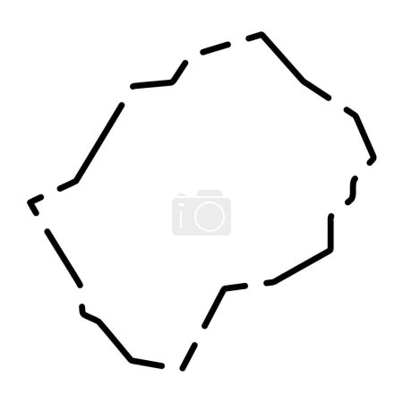 Lesotho country simplified map. Black broken outline contour on white background. Simple vector icon