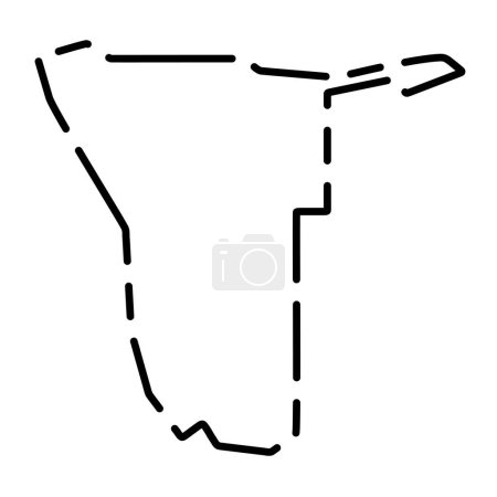 Namibia country simplified map. Black broken outline contour on white background. Simple vector icon