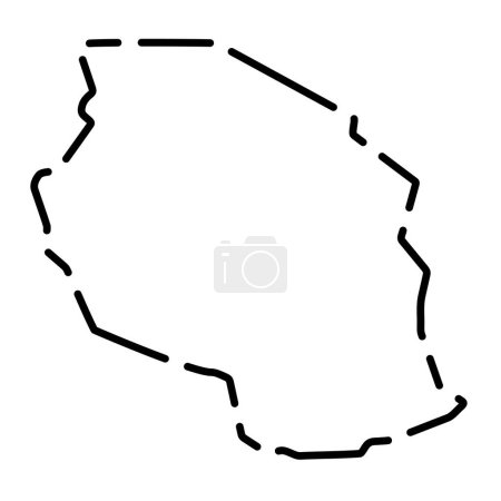 Tanzania country simplified map. Black broken outline contour on white background. Simple vector icon
