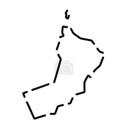 Oman country simplified map. Black broken outline contour on white background. Simple vector icon