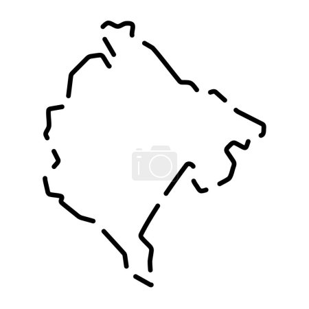 Montenegro country simplified map. Black broken outline contour on white background. Simple vector icon