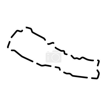 Carte simplifiée du Népal. contour de contour noir cassé sur fond blanc. Icône vectorielle simple