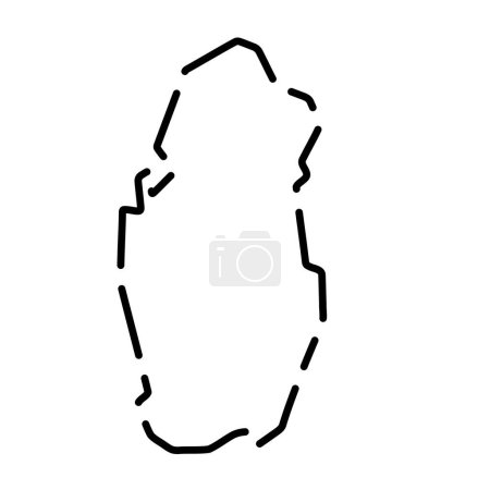 Qatar country simplified map. Black broken outline contour on white background. Simple vector icon