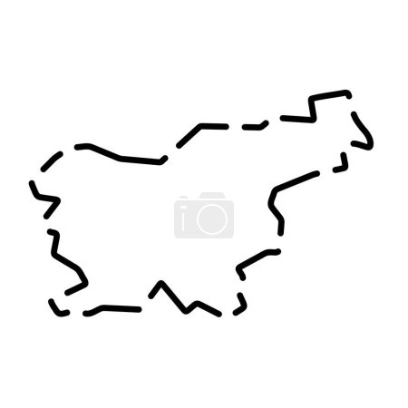 Slovenia country simplified map. Black broken outline contour on white background. Simple vector icon