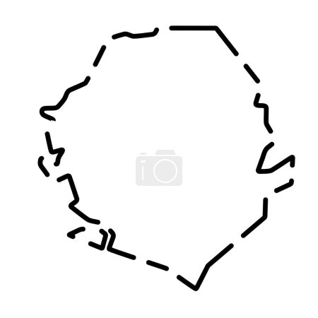 Sierra Leone country simplified map. Black broken outline contour on white background. Simple vector icon